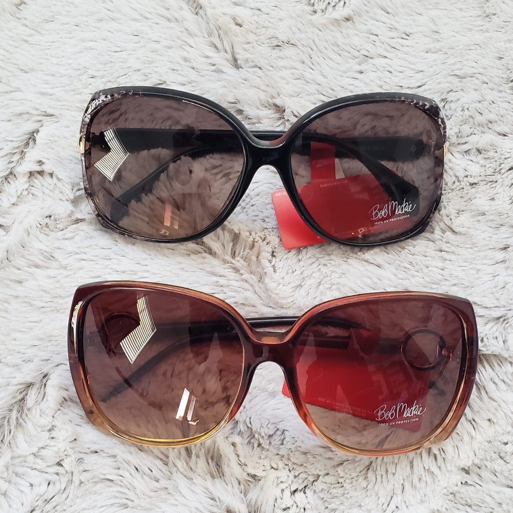 Pair of NWT Brown and Black Oversized Sunglasses from Designer Bob Mackie